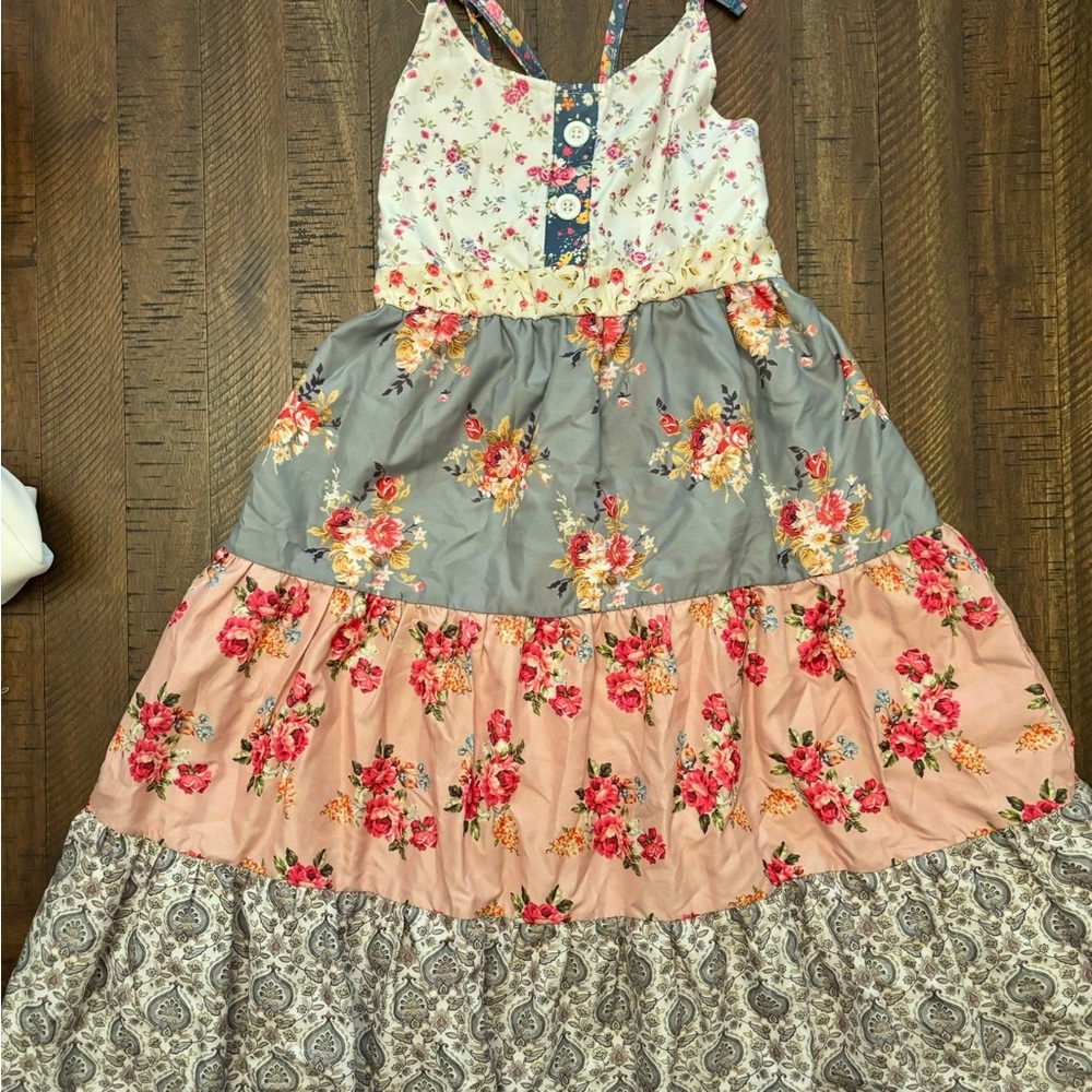 Floral Kids Dress with Multicolor Design